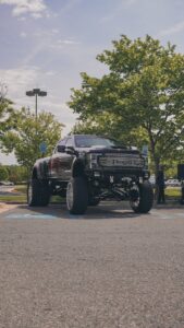 a large truck parked in a parking lot