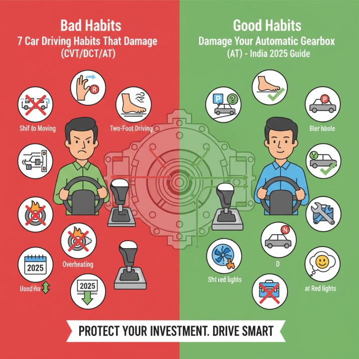 7 Car Driving Habits That Damage Your Automatic Gearbox (CVTDCTAT) – India 2025 Guide