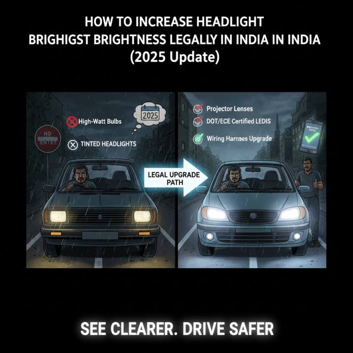 How to Increase Headlight Brightness Legally in India (2025 Update)