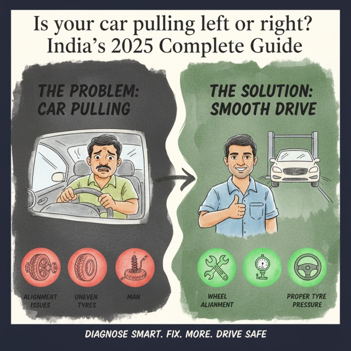 Why Your Car Pulls to One Side While Driving — Causes and Fixes (India 2025)