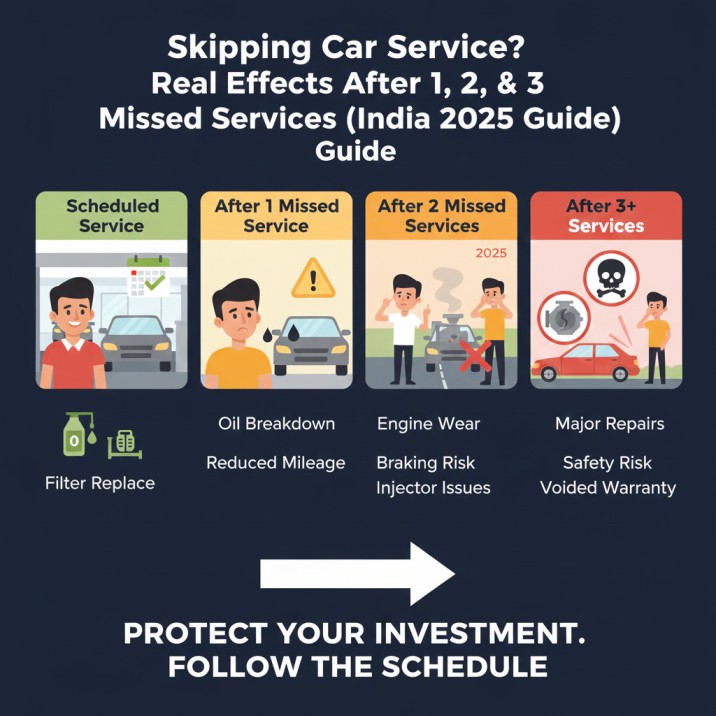 Skipping car service Learn real effects after 1, 2, and 3 missed services